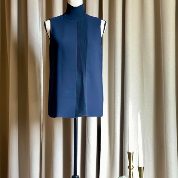 Vince Laser Cut Sleeveless Turtleneck Top